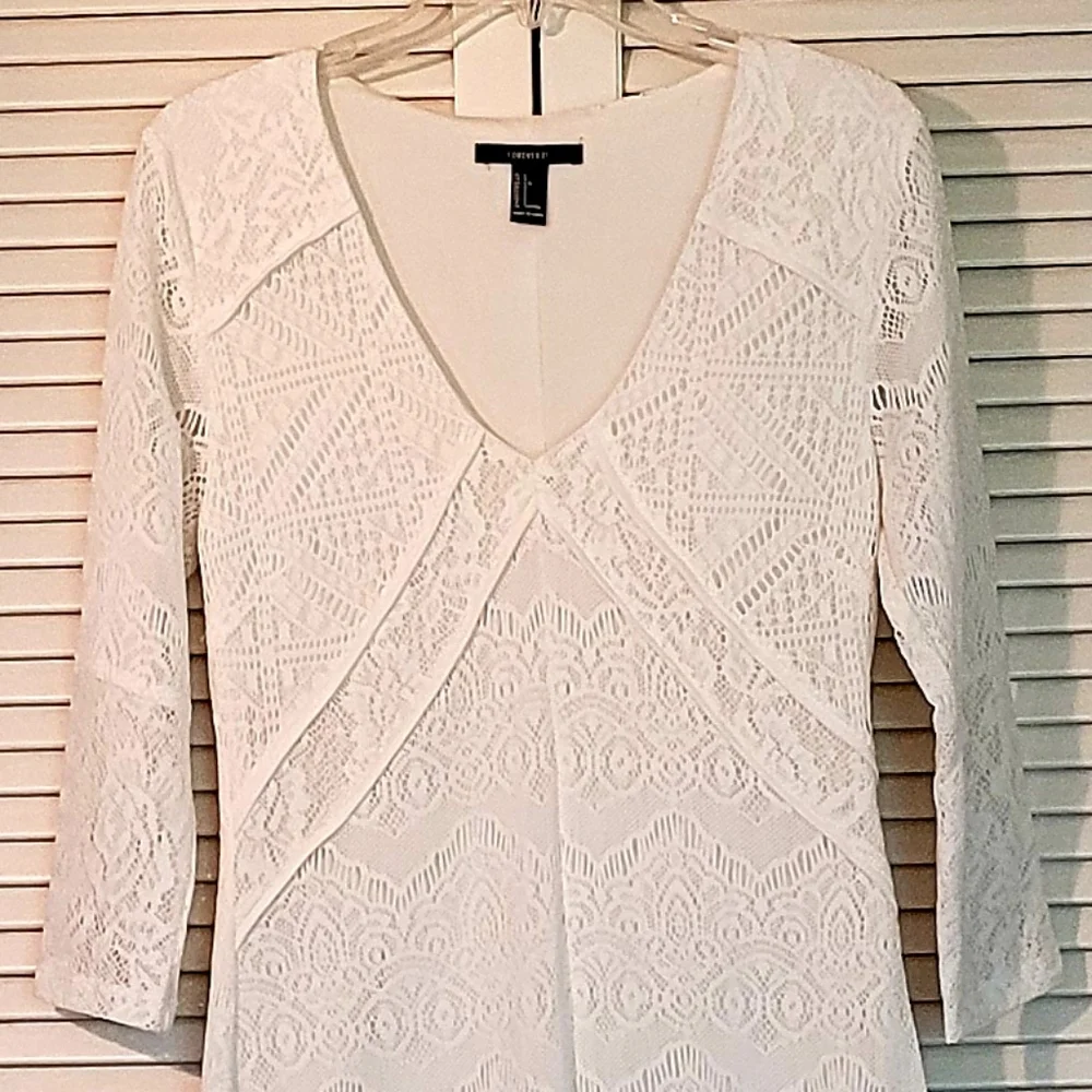 Forever 21 White Lace Midi Dress - Picture 2 of 11